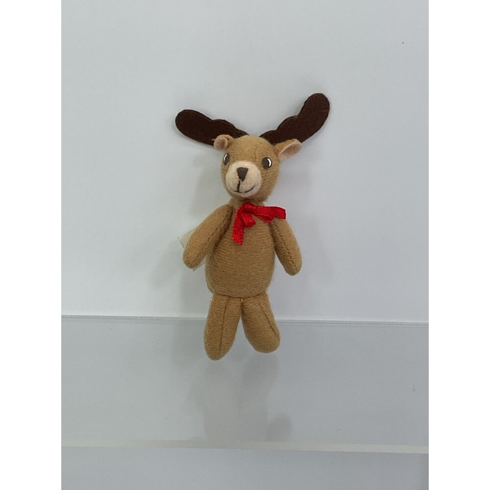 Mini Mattel Reindeer Plush Toy With Brown Antlers & Red Bow